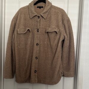 Banana Republic Shaggy Button-Up Jacket in Camel Brown